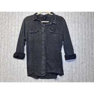 Rock & Republic Grayish sz XL Soft Button Down Cut Out Back Accent Shirt Top EUC